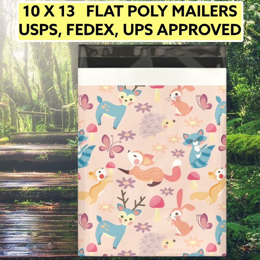 CLEARANCE 50 10X13 Woodland Critters BUNNIES, Poly Mailers Butterflies, Deer - Picture 4 of 9